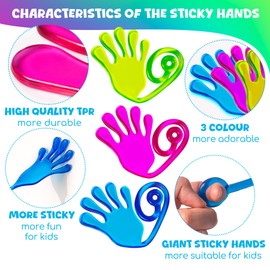 Cikyner Giant Stretchy Sticky Hands，3Pcs Premium Party Favors for Kids 4-8,8-12, Goodie Bag Stuffers Treasure Box Toy for Carnival Classroom Prizes Birthday Party Easter Christmas End of Year Gifts
