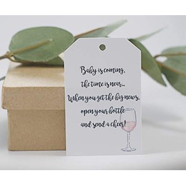 Baby is Coming Shower Favor Tags for Wine Bottles (Set of 12)