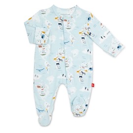 Magnetic Me Footie - Pijama suave modal para bebé con cierre magnético rápido | Niños y niñas durmiendo prematuros de 24 meses, Sea the World, 6-9 meses