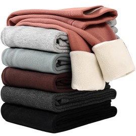 Chicduo 6 Pack Girls Fleece Lined Leggings Kids Winter Thick Warm Pants Girls Soft Stretchy Pants Multicolor