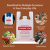 TGEONIX White Thank You Plastic Bags, 100 Pack Reusable &
