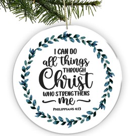 Christian Gifts Christmas Ornament Religious Gifts for Christ Inspirational Gifts with Bible Verse and Prayers Empowered Jesus Gifts - I Can Do All Things Through Christ Who Strengthens Me