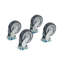 4 x Swivel Castors with Back Hole - 100mm - Rubber - Traceless - Apparatus Roller