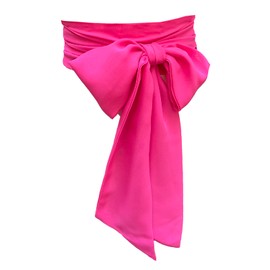 AIMECHA Women Chiffon Sash Corset Belt Waist Bow Tie belt 3.74" Wide for Bridal Wedding Special Occasion Dress (Hot Pink)