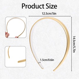 Piriuuo Satin Hard Hair Band, Gold Head Band for Women Glossy Wide Solid Headband 1 Inch Gold Head Piece Elegant Golden Hair Accessories for Women Girls