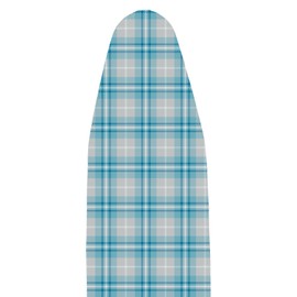 Polder Extra Wide Ironing Board Cover, Stain Resistant, Water Repellent, 48-49 x 15-18, 100% Cotton Cover with 12mm Pad and Bungee Cord Binding, Blue Plaid
