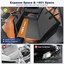 Dog Car Seat For Large Medium Dogs, Back Seat Extender for Dogs, Waterproof Dog Carseat, Dog Car Seat Medium Sized Dog, Car Hammock for Dogs-Storage Pocket, Pet Seat Cover for Cars/SUV/Truck(L)