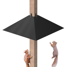 Queension Plastic Squirrel Baffle for 4x4 Post | for 3.5 to 4.5 Inch Feeder Poles for Keep Squirrels and Racoons Off Bird Houses, Black, 1 Pack