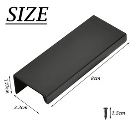 FOCCTS 10pcs 80mm/3.15" Black Curve Edge Pull Handles Concealed Cabinet Pulls Finger Edge Pull Cabinet Handles, Hidden Drawer Pull for Home Kitchen Door Drawer Cabinet