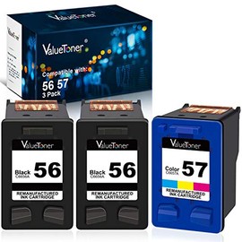 Valuetoner Remanufactured Ink Cartridge Replacement for HP 56 & 57 C9321BN C6656AN C6657AN for Deskjet 5650 5850 5150, Photosmart 7150 7260 7350 7960, PSC 2510 Printer (2 Black, 1 Tri-Color, 3 Pack)