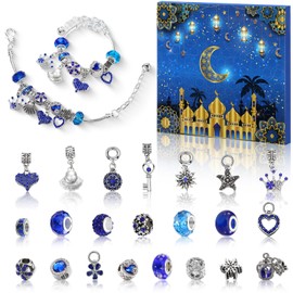 Pasimy Ramadan Mubarak Advent Calendar Ramadan Advent Calendar Bracelets DIY 24 Days Eid Mubarak Advent Countdown Calendar Charm Bracelet Eid Advent Calendar Jewelry for Women Ramadan Mubarak Decor