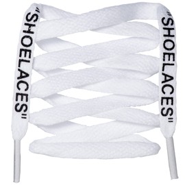 LitLaces -"SHOELACES Flat Printed Replacement Shoe Laces for Sneakers (White, 51")