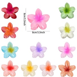 Hair Clip Flower, Pack of 12 Hawaiian Hair Clips for Women, Flower Hair Clip Set, Hair Clip Large Flowers, Colourful Flowers Hair Accessories for Women, Hair Clip Flower for Thick Hair