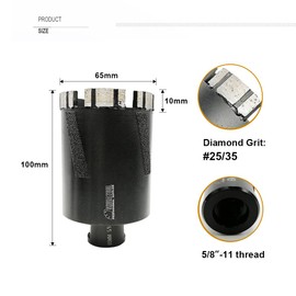 SHDIATOOL Diamond Core Drill Bits 2-1/2 Inch for Hard Stone Concrete Marble Granite Brick Laser Welded Dry or Wet Hole Saws 65mm