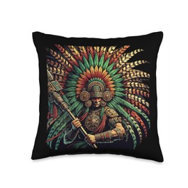 Penachos Aztecas Mexico Aztec Warrior Costume Men Mexican Throw Pillow