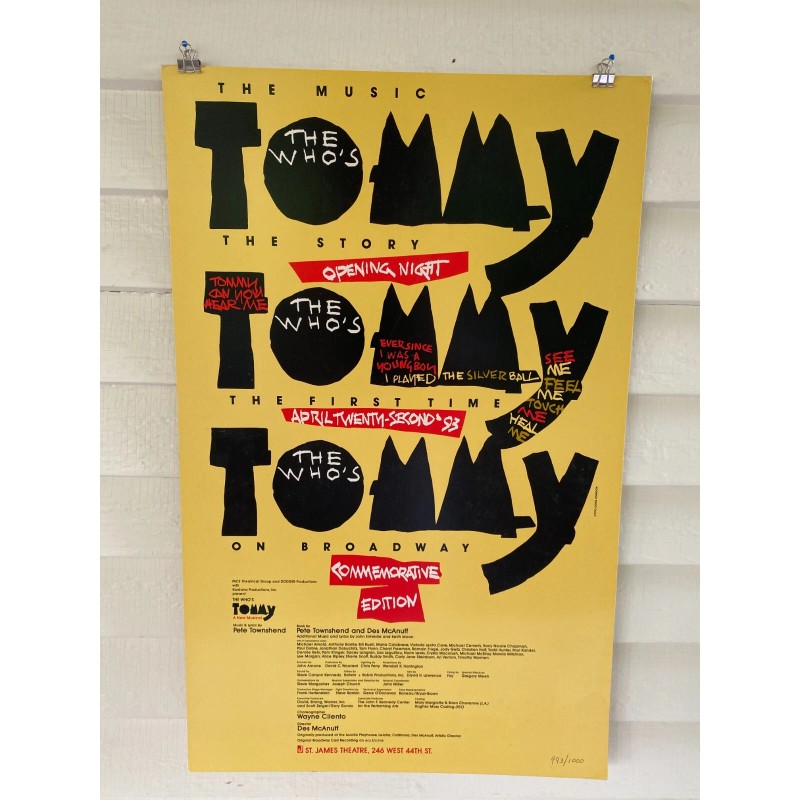 TOMMY The Who's 1993 Broadway Poster Opening Night Commemorative Edition