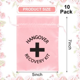JarThenaAMCS 10Pcs Wedding Hangover Kit Bags Pink Large Drawstring Gift Wrap Bag Survival Recovery Kit Bags for Bridal Shower Bachelorette Party Favors, 6 x 8 Inch
