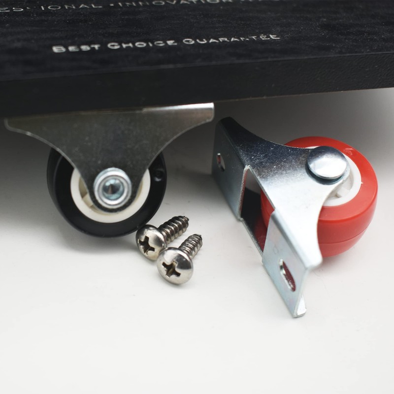 Floyutin 1 inch Rigid No-Swivel Plate Casters Small Rubber Wheels