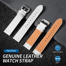 ULLCHRO Retro Leder Uhrenarmbänder für Herren und Damen, weiches Nubukleder, Ersatzarmbänder mit Schnellverschluss, Silber Edelstahlschließe, Bandbreite 18mm 20mm 22mm (18mm, Weiß)