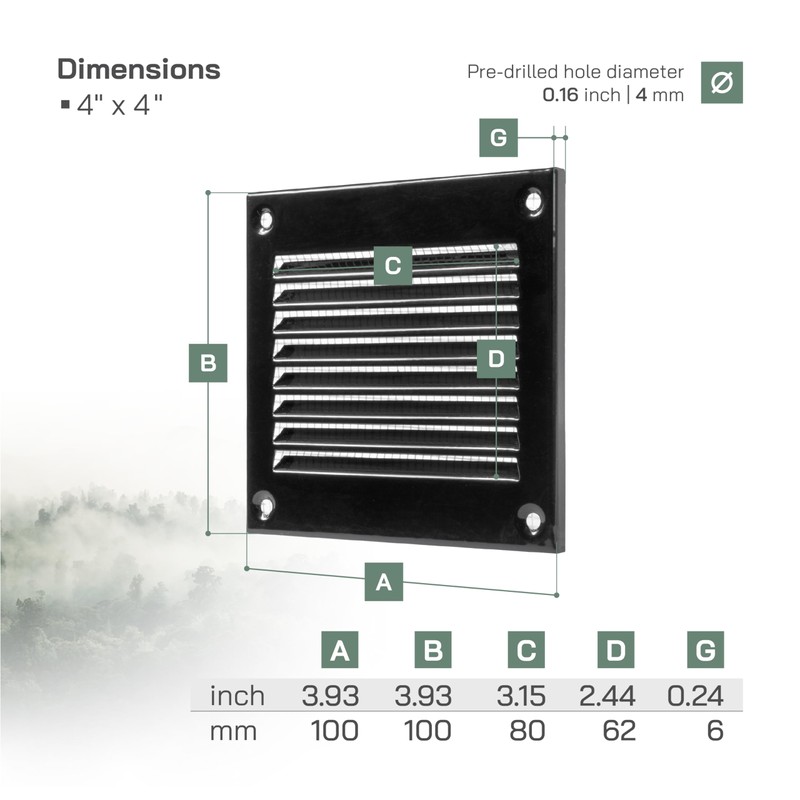 Vent Systems 5 Pcs 10x10cm Black Metal Air Vent Grille