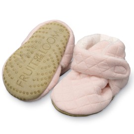 Fruit of the Loom Cozy Thermal Wrap Booties with Non-Skids for Baby Girls, Boys, Unisex - Pink Jersey (0-6 Months)