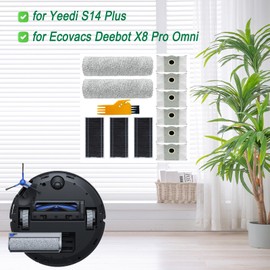 Frexusuent Accessories for Ecovacs Deebot X8 Pro Omni Robot Vacuum Cleaner, 2 Roller Mop Pad, 3 HEPA Filters, 6 Dust Bags,S14 Plus Replacement Kit, X8 Pro Omni Accessories