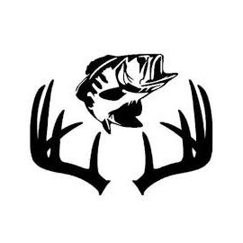Fish Deer Antlers Hunting Fishing |White|Vinyl Decal Sticker|Cars Trucks SUV Laptops Tool Box Wall Art| 7" X 5.5"|CGS245