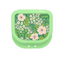 Retainer Cases Cute, Retainer Holder Case, 1 Pack, Aligner Case with Emphatically Colorful Cute Patterns, Night Guard Case with Floral Patterns (Green)