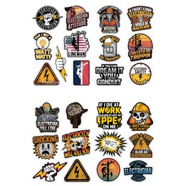 50 PCS Electrician Stickers for Hard Hats, Funny Cool Waterproof Vinyl Decals for Helmet Tool Box Truck Vehicles,Water Bottle, Laptop, Skateboard,Laptop Luggage Cup Surfboard, Handy Scrapbook