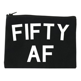 FASHIONISGREAT Fifty AF Birthday Gift Cosmetic Makeup Bag Black Medium