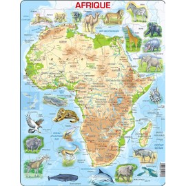 Larsen A22 Physical Map of Africa French Edition Frame Puzzle with 63 Pieces