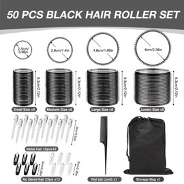 50 Stücke Lockenwickler Set, 24 Stück 4 Größen (60/48/36/25mm) mit 24 Edelstahl-Clips, Lockenwickler Groß, lockenwickler Selbsthaftend Hair Rollers für Lange, Mittlere & Kurze Haare