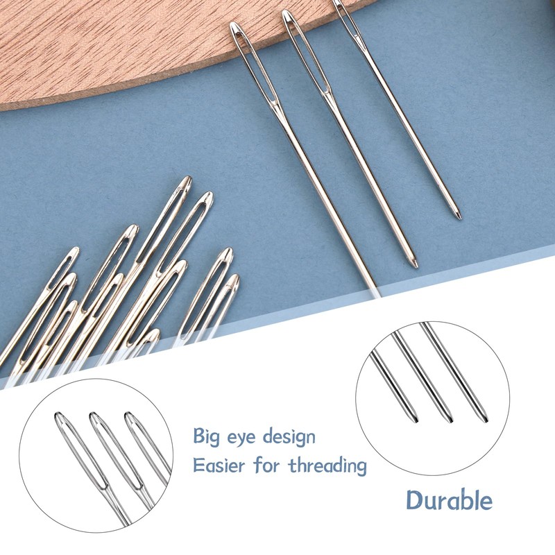 48Pcs Plastic Large Eye Sewing Needles Set,15PCS Large-Eye Blunt Needles,Yarn