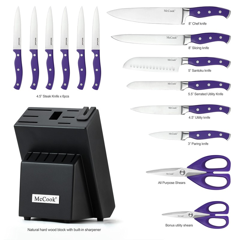 McCook MC27 14 Pieces Stainless Steel kitchen knife set with