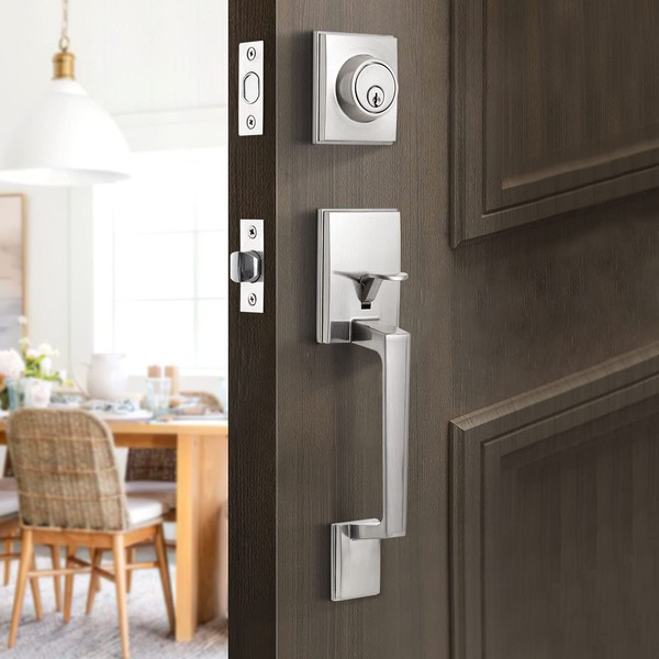 Natsukage Front Door Handle Front Door Lock Set Satin Nickel