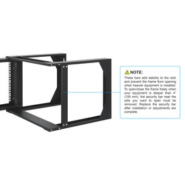 Intellinet 6U 19" 2 Post Open Frame Server Wall Mount Rack - 180 Degree Gate Swing, Flatpacked, Antistatic Powder Coated Steel – for IT Network Equipment & AV Devices – 3 Yr Mfg Warranty – 716178