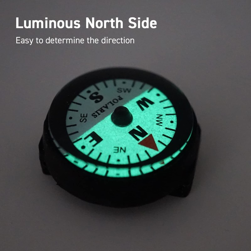 POLARIS マイクロリストコンパス 防水 60m 水中ダイビングウォッチバンド パラコードブレスレット コンパス 暗闇で光る