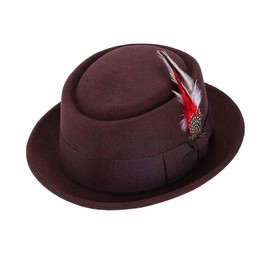 CASUALKING Mens Hats Trilby Hat Pork Pie Hats for Men Classic Textured Pork Pie Hat Outdoor Hat Men's Hats & Caps Mens Summer Hats for Men Beach Hat Trilby Hats for Men-Red-L 58 cm