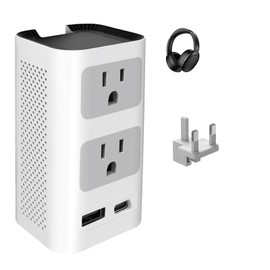 Mapambo Upgraded 2000W 220V to 110V Voltage Converters US to Europe Power Converter for Europe Combo with 1 USB A and 1 USB C International Travel Adapter for Hair Dryer