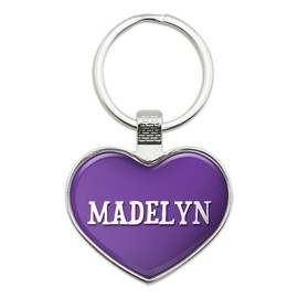 Graphics and More Metal Keychain Key Chain Ring Purple I Love Heart Names Female M Mabe - Madelyn
