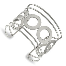 Solid Stainless Steel Circle Design 50.00mm Cuff Bangle Bracelet