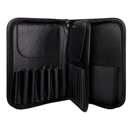 KIRA Makeup Brush Pouch with Soft and Bristle, Organizer Leather Makeup Bag, Travel-Friendly, Organize Your Beauty Essentials (Black) (Pack of 15), Black, Makeup Brush Bag