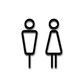 PICTOCLUB Restroom Unisex Pictogram Guide Sign Plate Matte Black