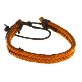CHICNET Leather Rope Yarn Bracelet Wide Herringbone Braided with Knot Closure Cotton Adjustable Men Women Friendship Bracelet Leather Bracelet Brown Beige Black Gold 18 centimeters beige