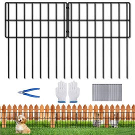 Animal Barrier Fence, 25 Pack Total 17in (H) x 27ft (L) No Dig Garden Rustproof Metal Defense Fences Stakes, Dog Rabbits Blocker Fencing Panels for Outdoor Yard with Cable Ties and Cutting Plier