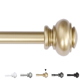 H.VERSAILTEX Curtain Rods for Windows 16.2 to 90.6 Inches 3/4 inch Diameter Adjustable Decorative Telescoping Curtain Rod with Brackets Heavy Duty Splicing Curtain Rods with Classic Finials, Gold