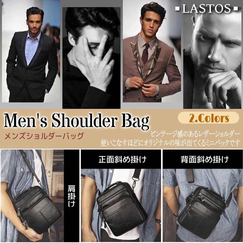 LASTOS Men's Leather Shoulder Bag, Crossbody Shoulder Bag, For Work