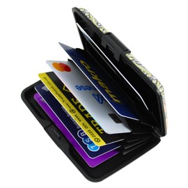 Lightweight Aluminium Card Holder with RFID Blocking, Hard Case Credit Card Wallet for Women, Slim and Sturdy Card Organizer with Expandable Pockets for Up to 6 Cards (Pear - William Morris)