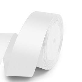 KMER LIFE 1-1/2 Inches x 25 Yards Solid White Satin Ribbon, Perfect for Crafts, Wedding Decor, DIY Hair Accessories, Sewing, Gift Package Wrapping and More