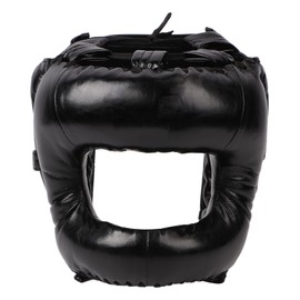 Boxing Headgear Black Head Guard Large Full Coverage PU Shock Absorption Boxing Protection for Sports Training L